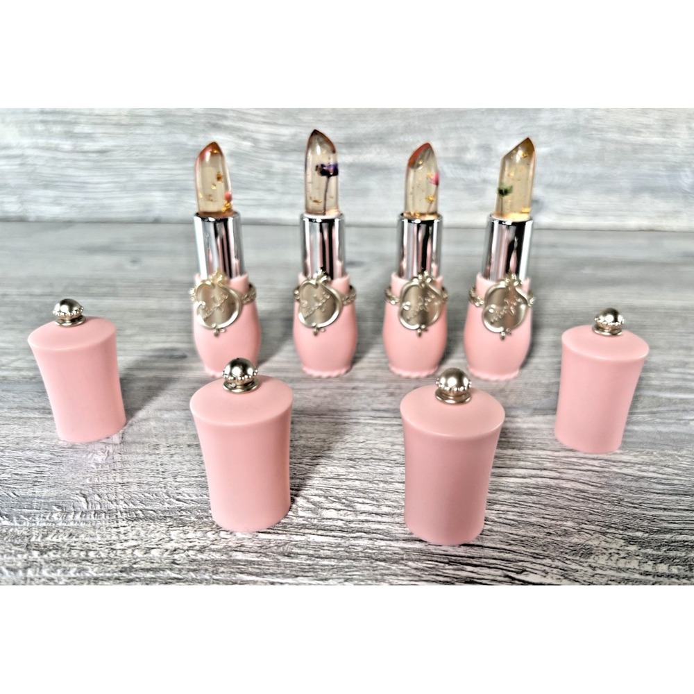 4 Crystal Flower Jelly Lipstick Long Lasting Nutritious Hydrating Lip Balm Gloss